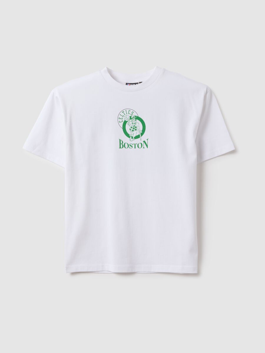 Children's white pure cotton oversized t-shirt with Boston Celtics logo_3