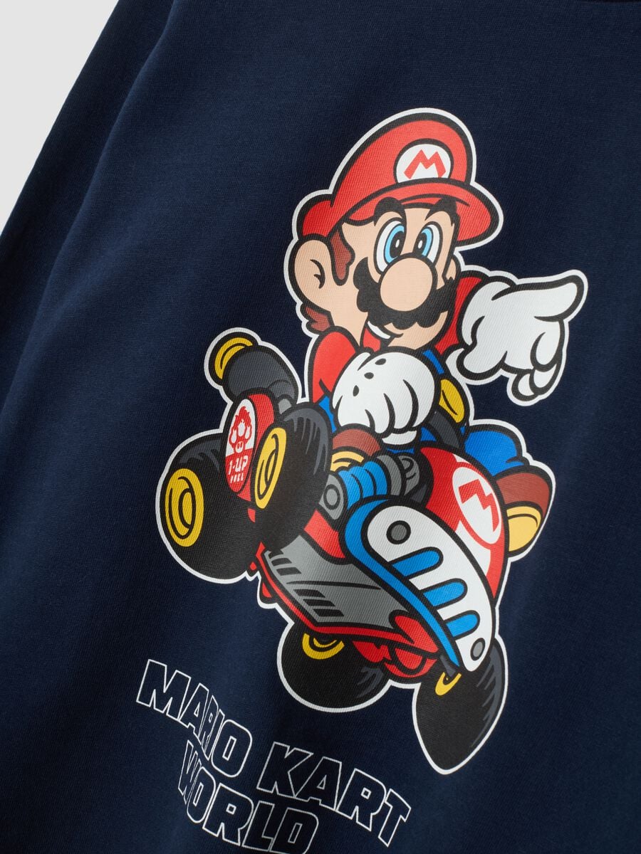 T-shirt over fit blu in puro cotone girocollo con stampa Mario Kart_3