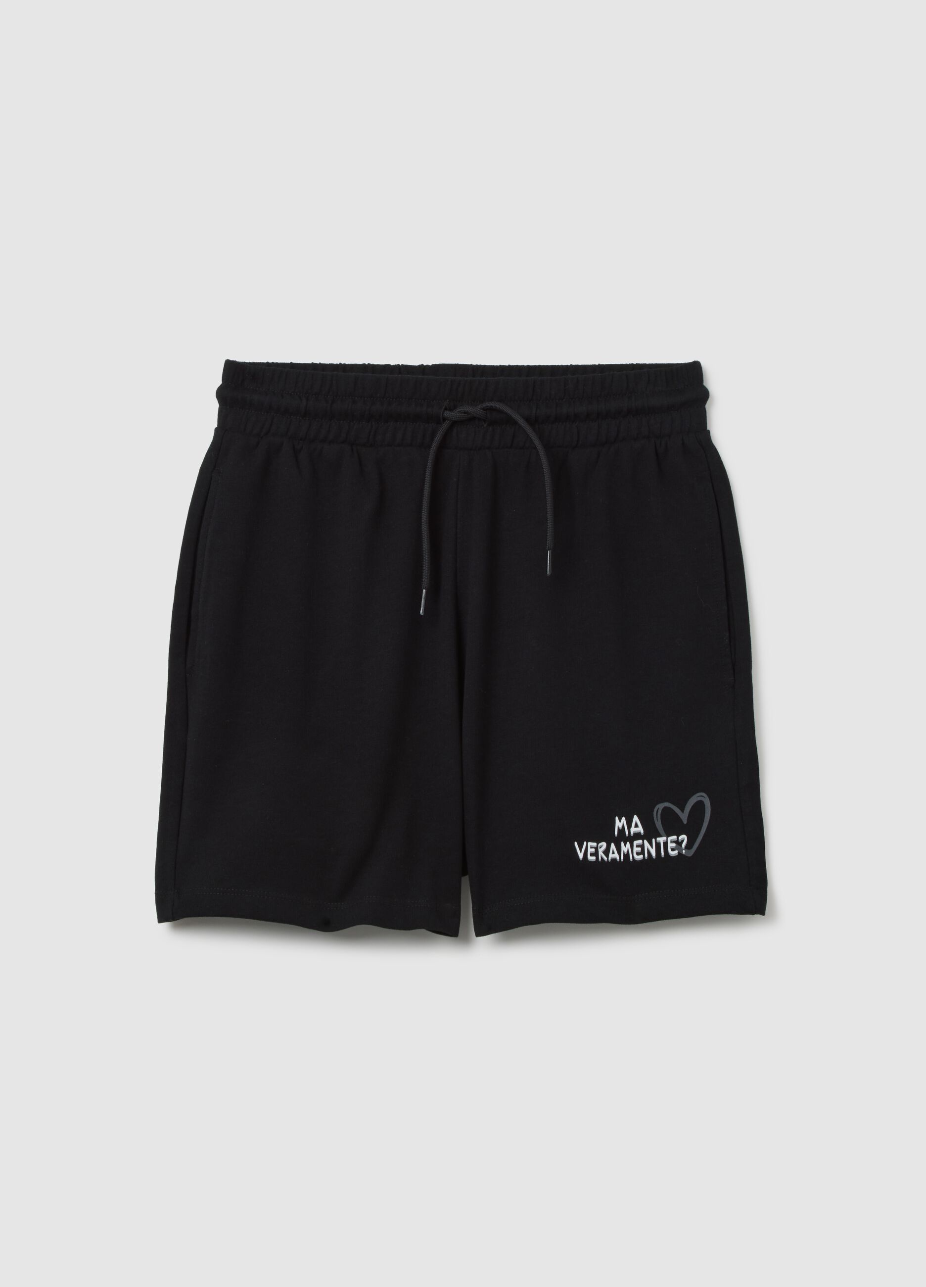 Girls’ black regular fit shorts in 100% cotton