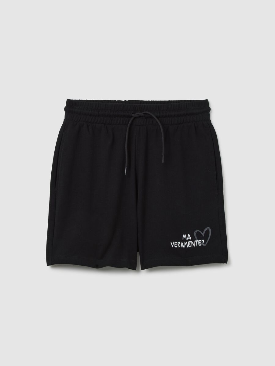 Pantaloncini da ragazze in puro cotone nero regular fit_3