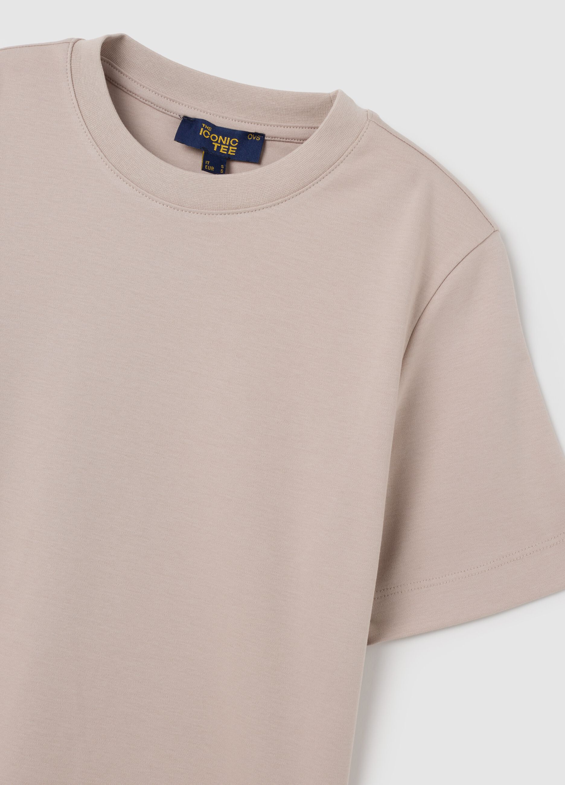 Beige Regular Fit Pure Cotton T-shirt