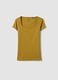 Green fitted stretch cotton T-shirt with square neckline_4