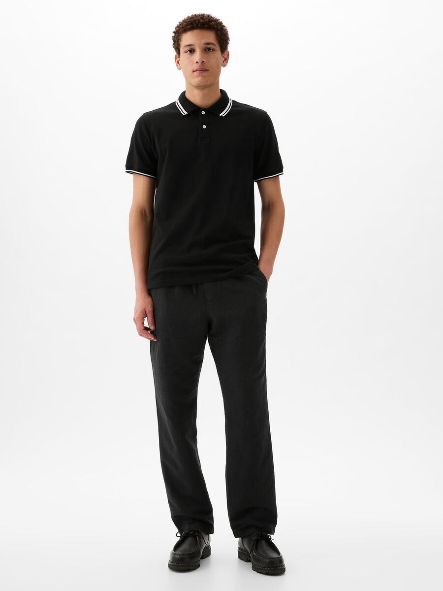Pull-on trousers in linen and cotton_0