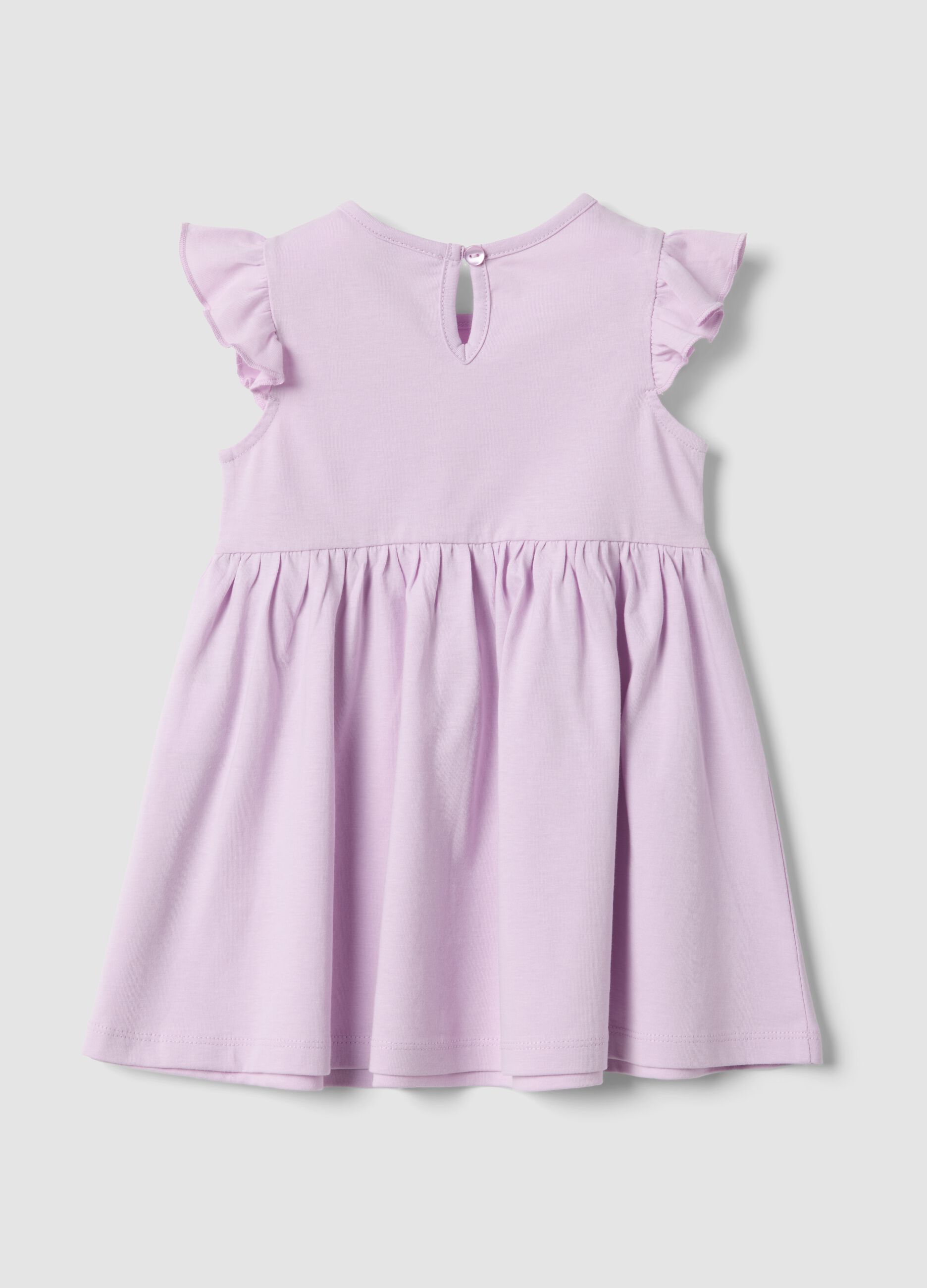 Girls&rsquo; pure cotton pink dress, regular fit with ruffles