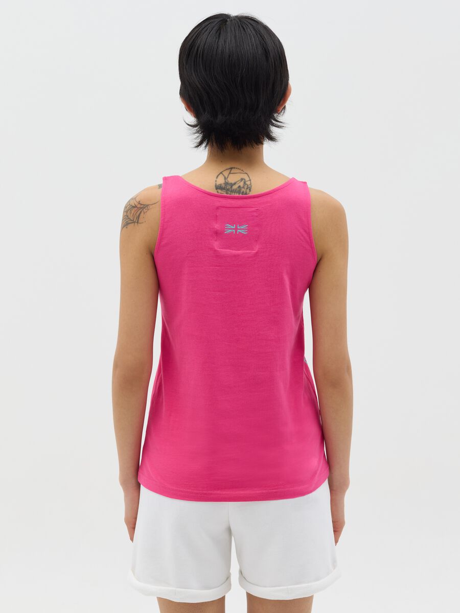 Fuchsia tank top with logo print_3