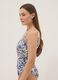 Blue floral-print stretch swimsuit_0
