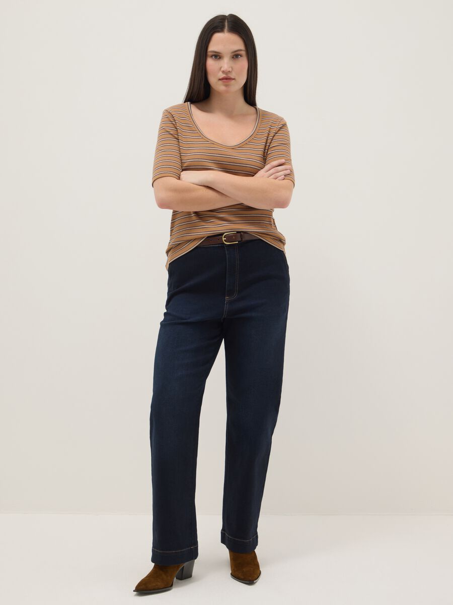 Regular Fit Multicolour Striped Stretch Cotton T-Shirt_1