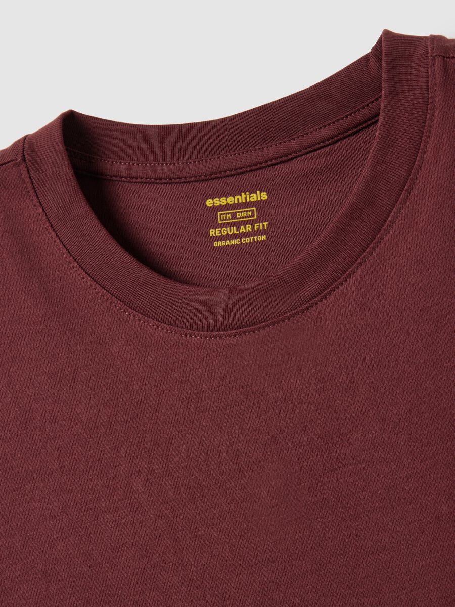 Red pure cotton regular fit T-shirt_5