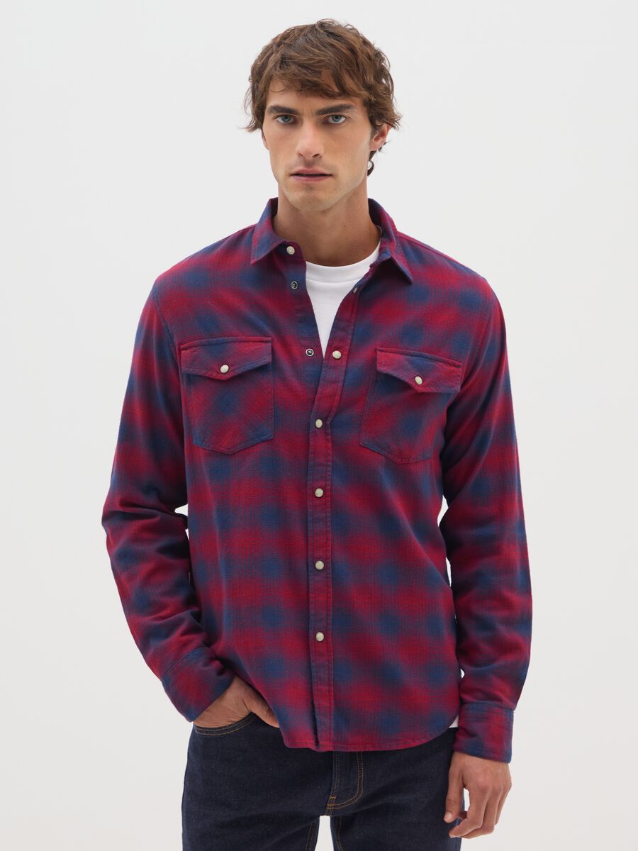 Multicolour pure cotton flannel shirt regular fit_0