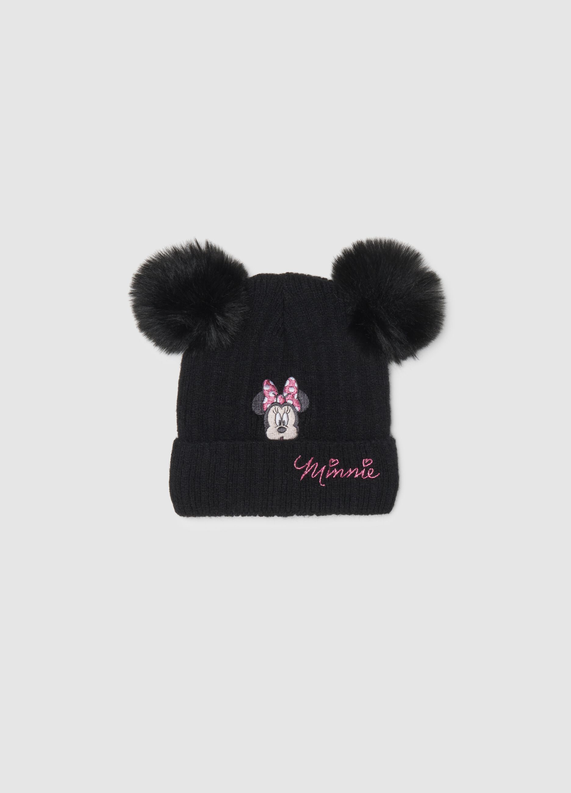 Black girl's hat with pom-pom and Disney embroidery