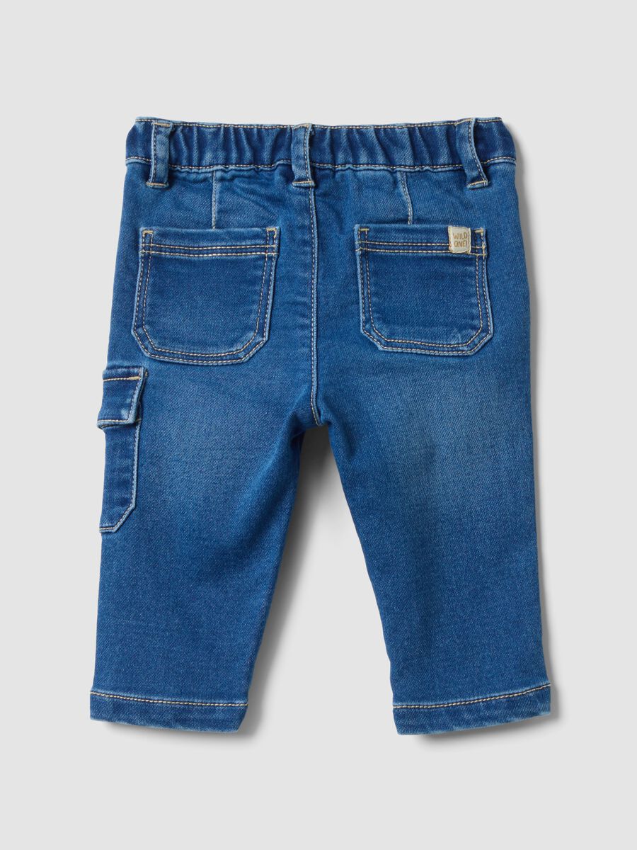 Baby Boys&rsquo; Blue Stretch Cotton Cargo Pocket Trousers_1