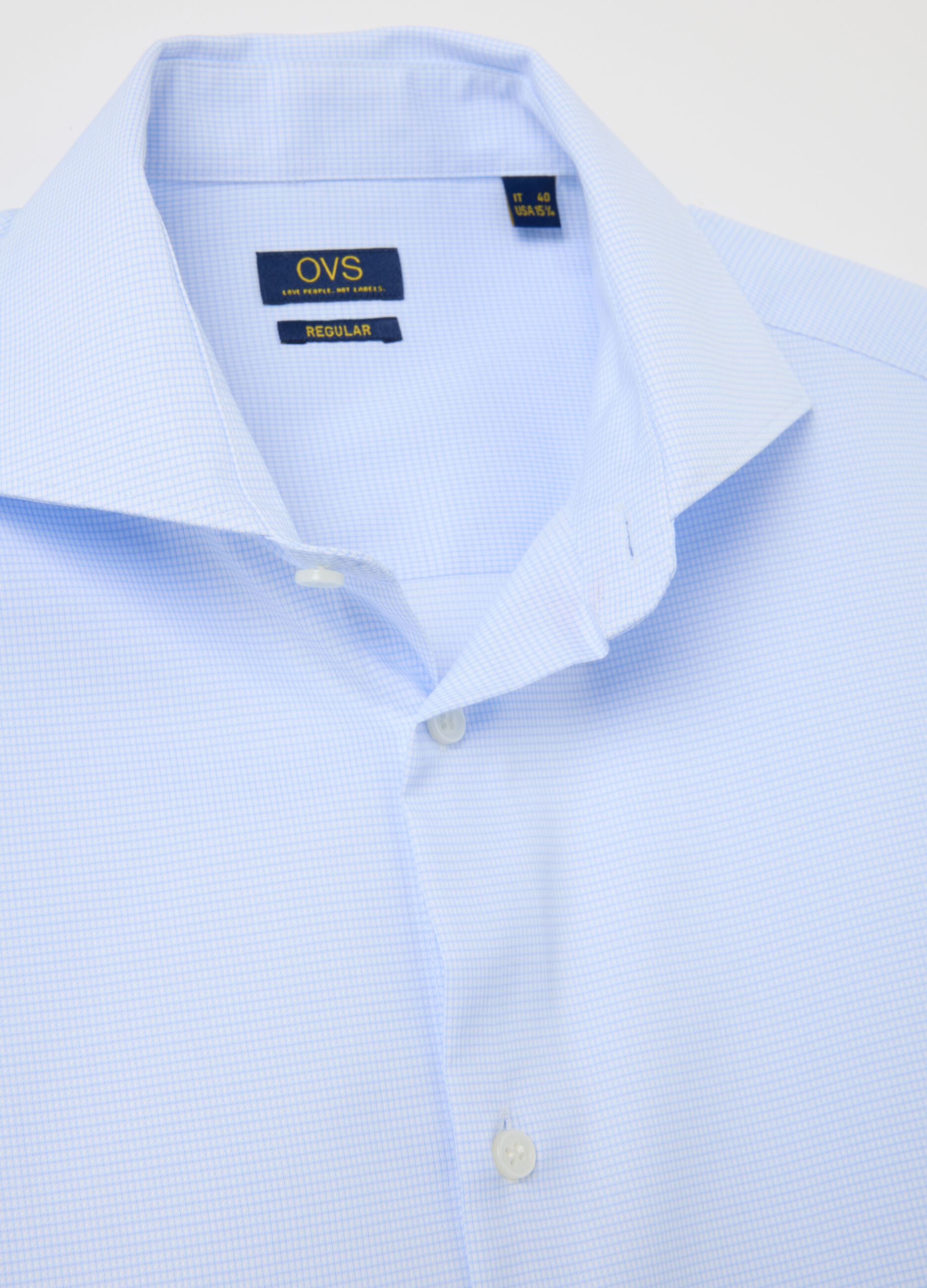 Camicia da uomo in puro cotone azzurra regular fit