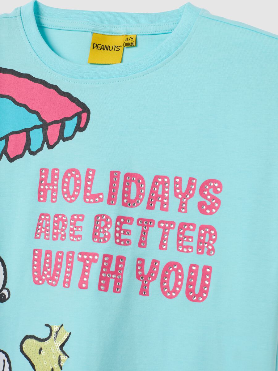 Blue stretch cotton girls' t-shirt with Snoopy print_2