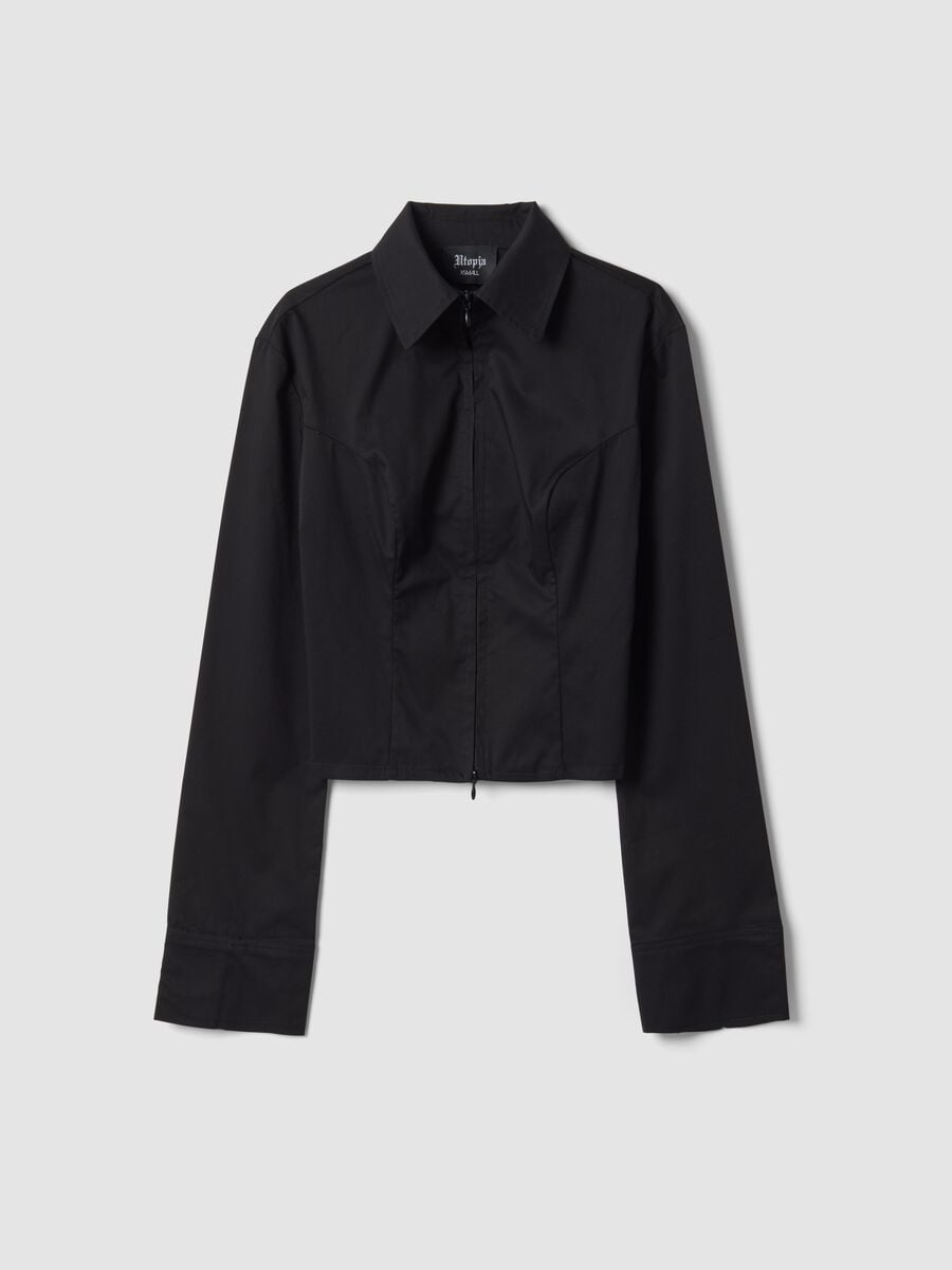 Fitted Full-Zip Shirt Black_1