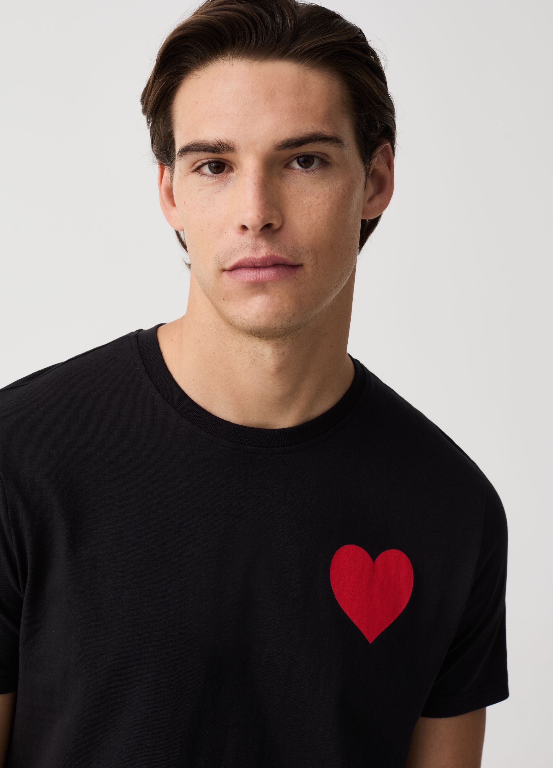 T-shirt with heart and lettering print