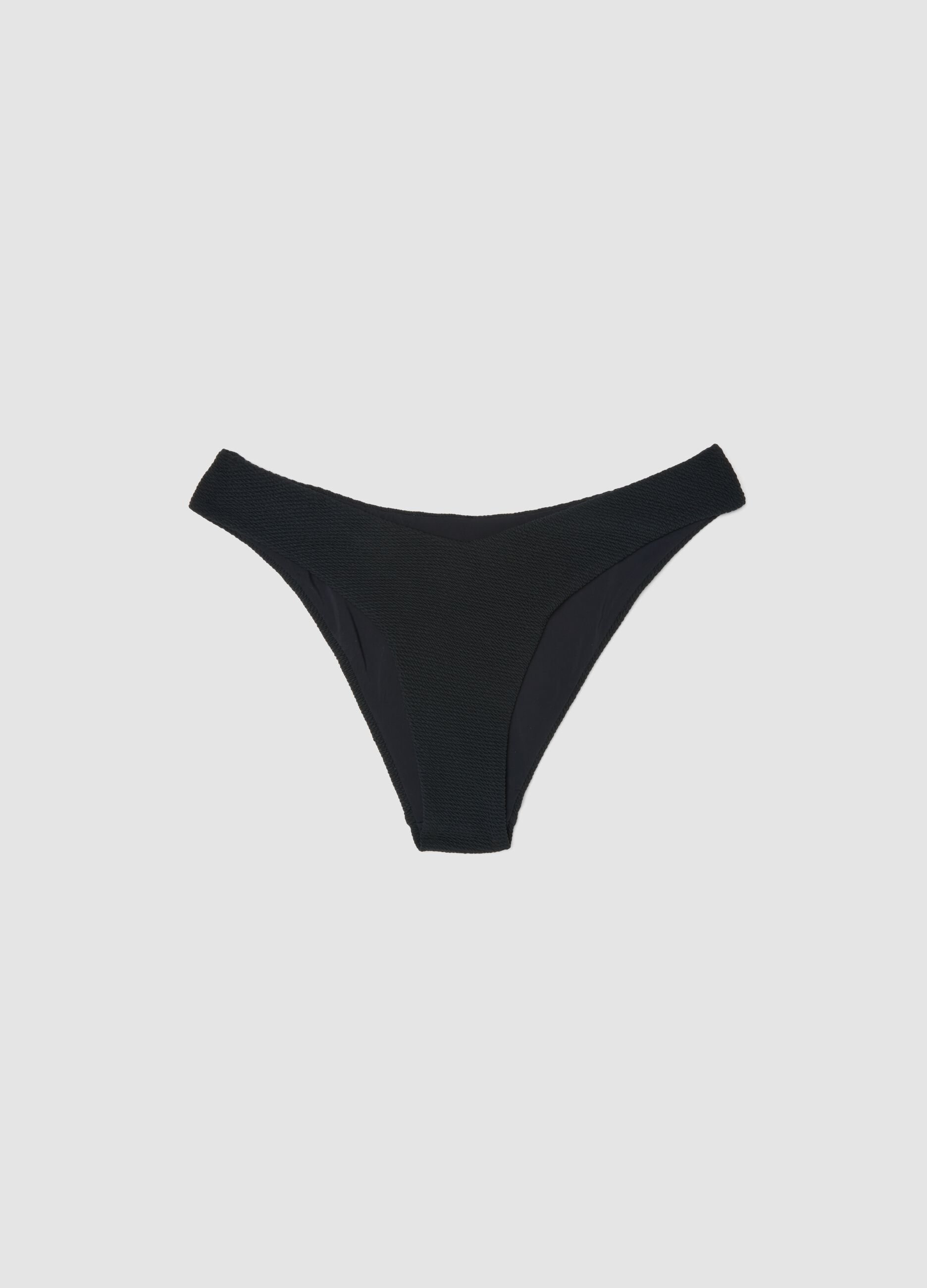 Black stretch-fabric bikini bottoms