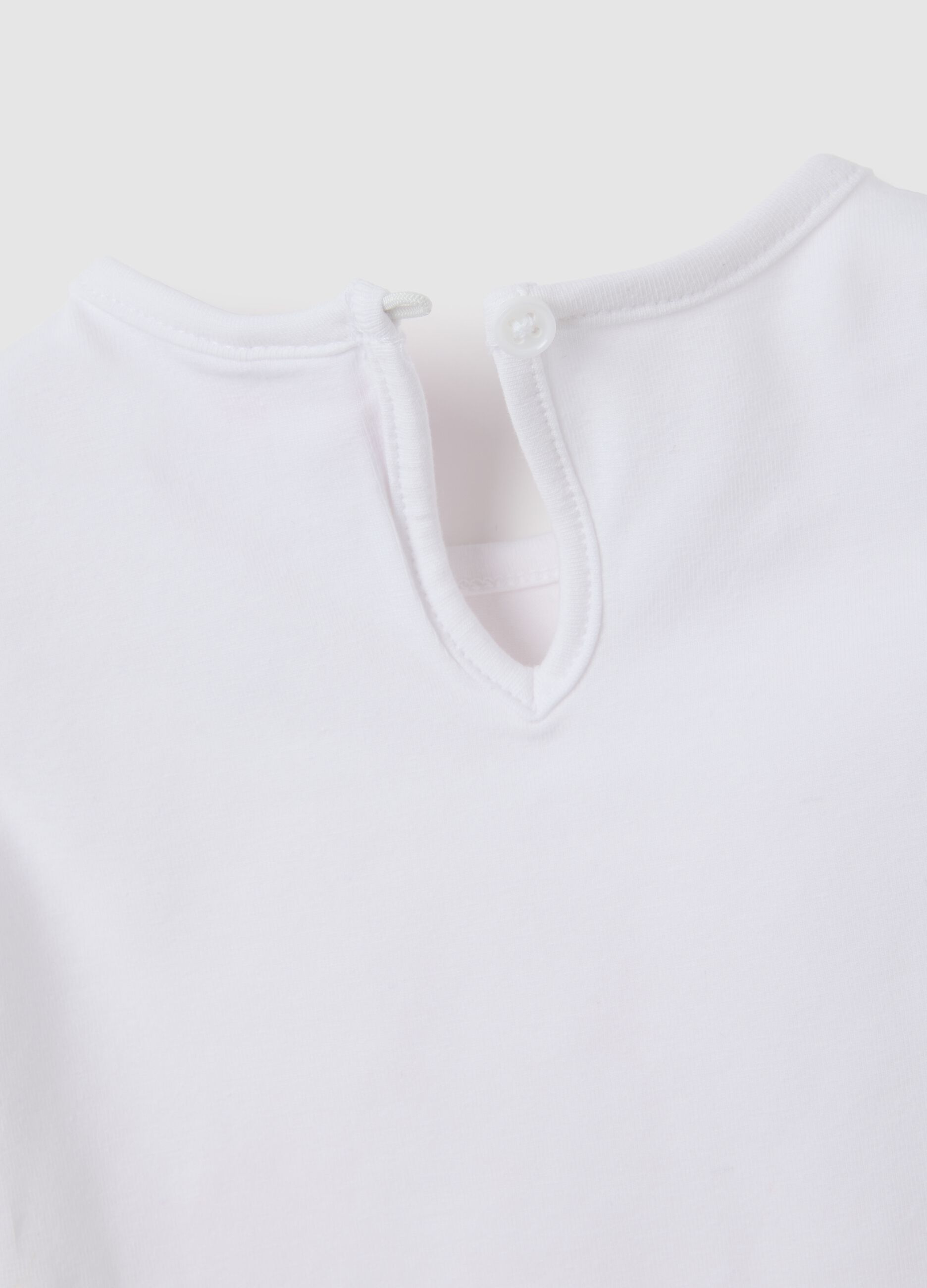 White cotton regular fit girls' T-shirt with Barbie logo
