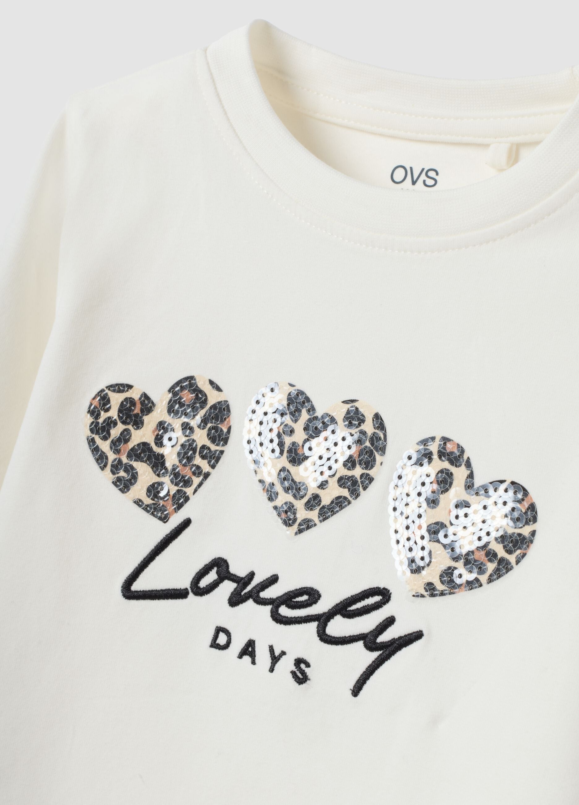 T-shirt bianca in cotone elasticizzato con girocollo