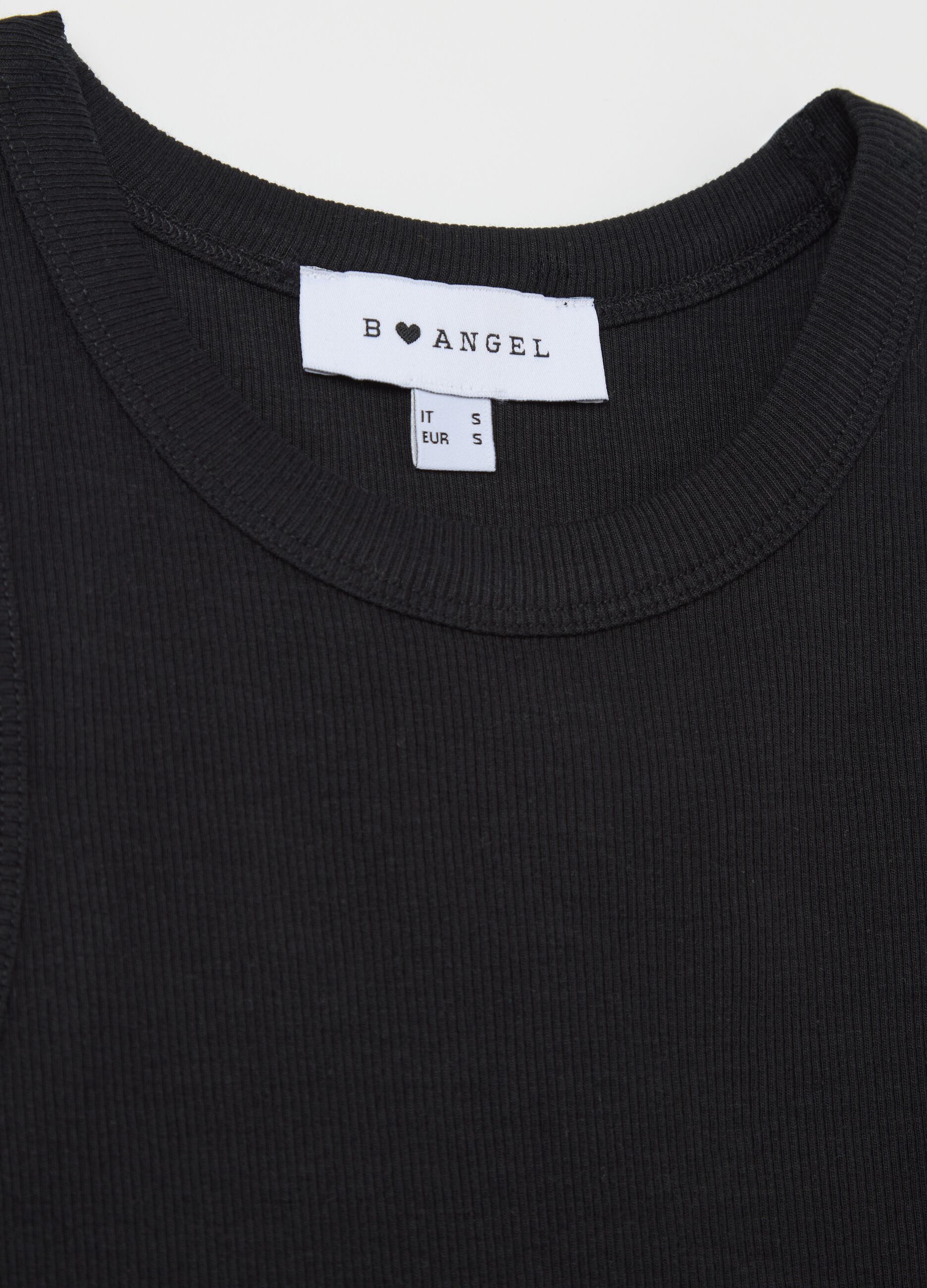 Women's black fitted top in stretch cotton