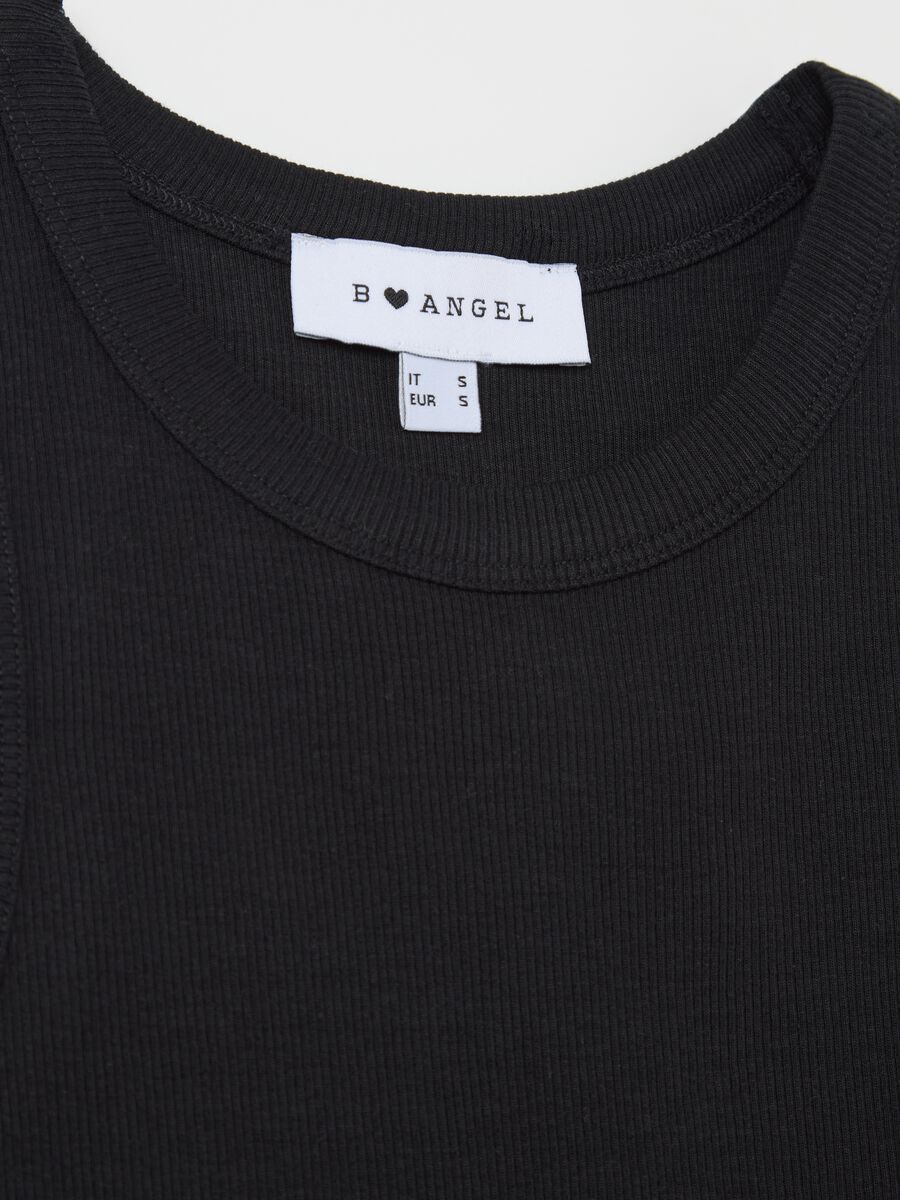 Women's black fitted top in stretch cotton_5