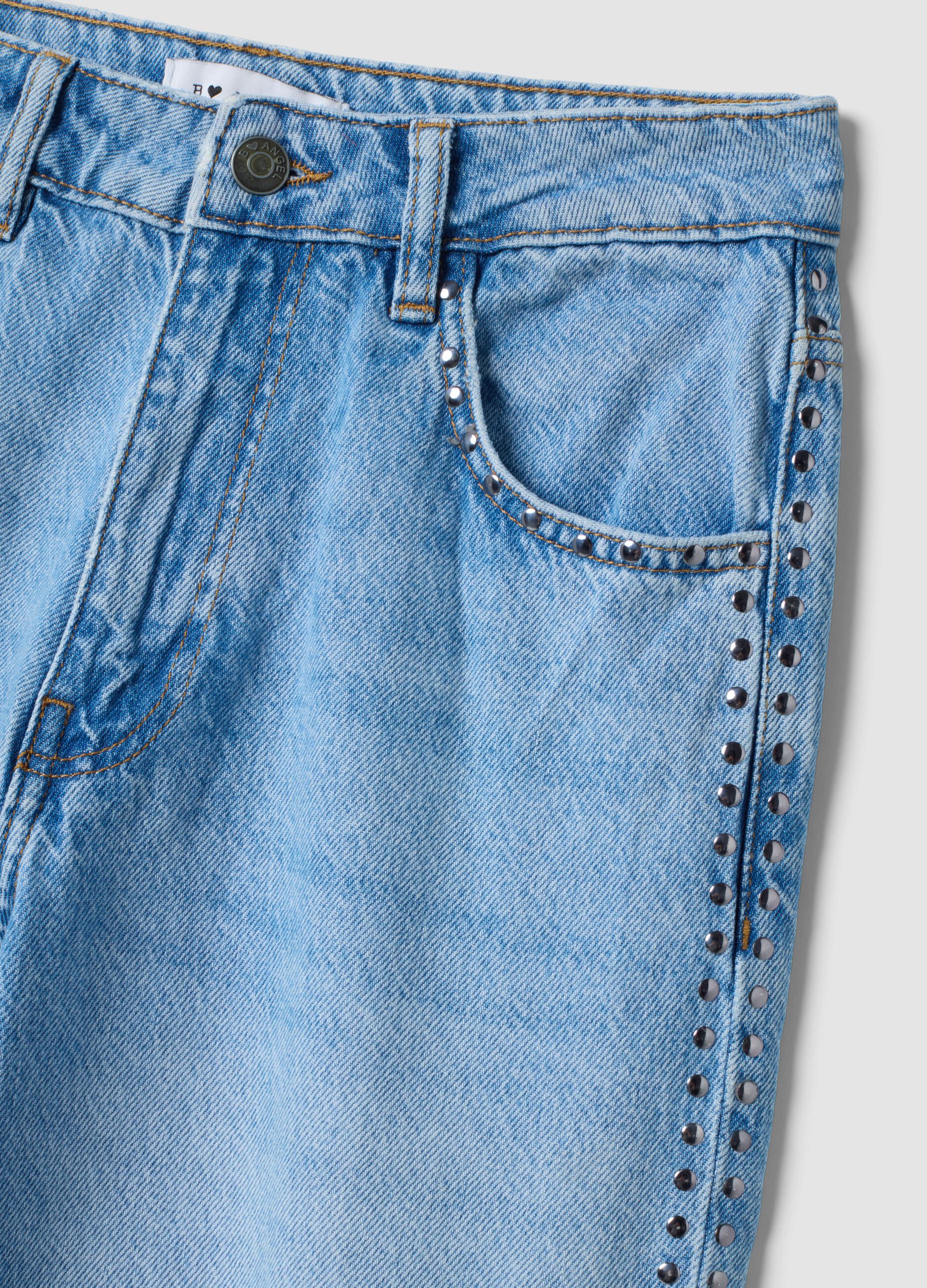Light Blue Wide-Leg Pure Cotton Jeans