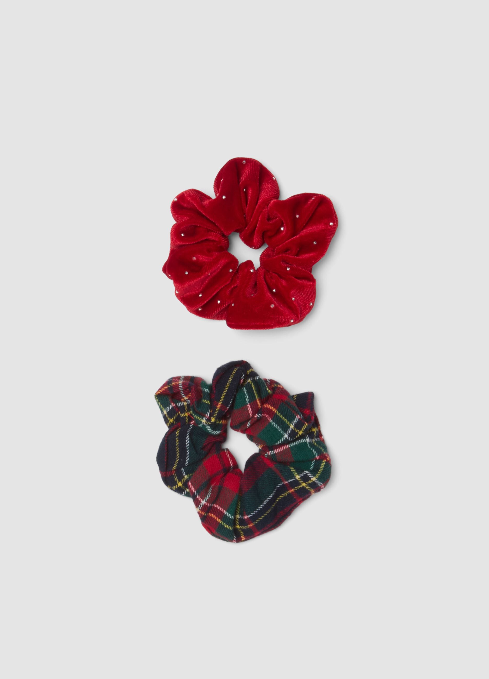 Red pure cotton gingham scrunchie set