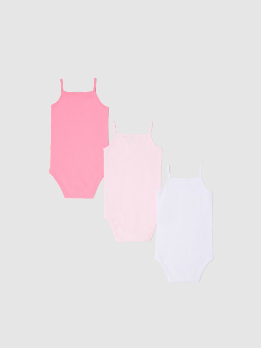 Three-pack white and pink bodysuits in organic cotton_1