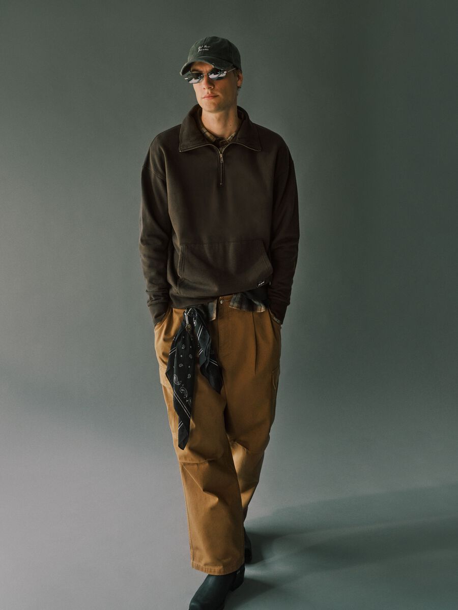 Brown Baggy Pure Cotton Cargo Trousers_0