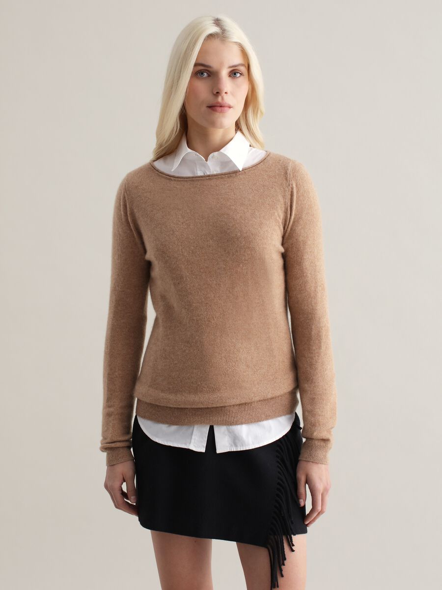 Cashmere pullover with round neck with fold_0