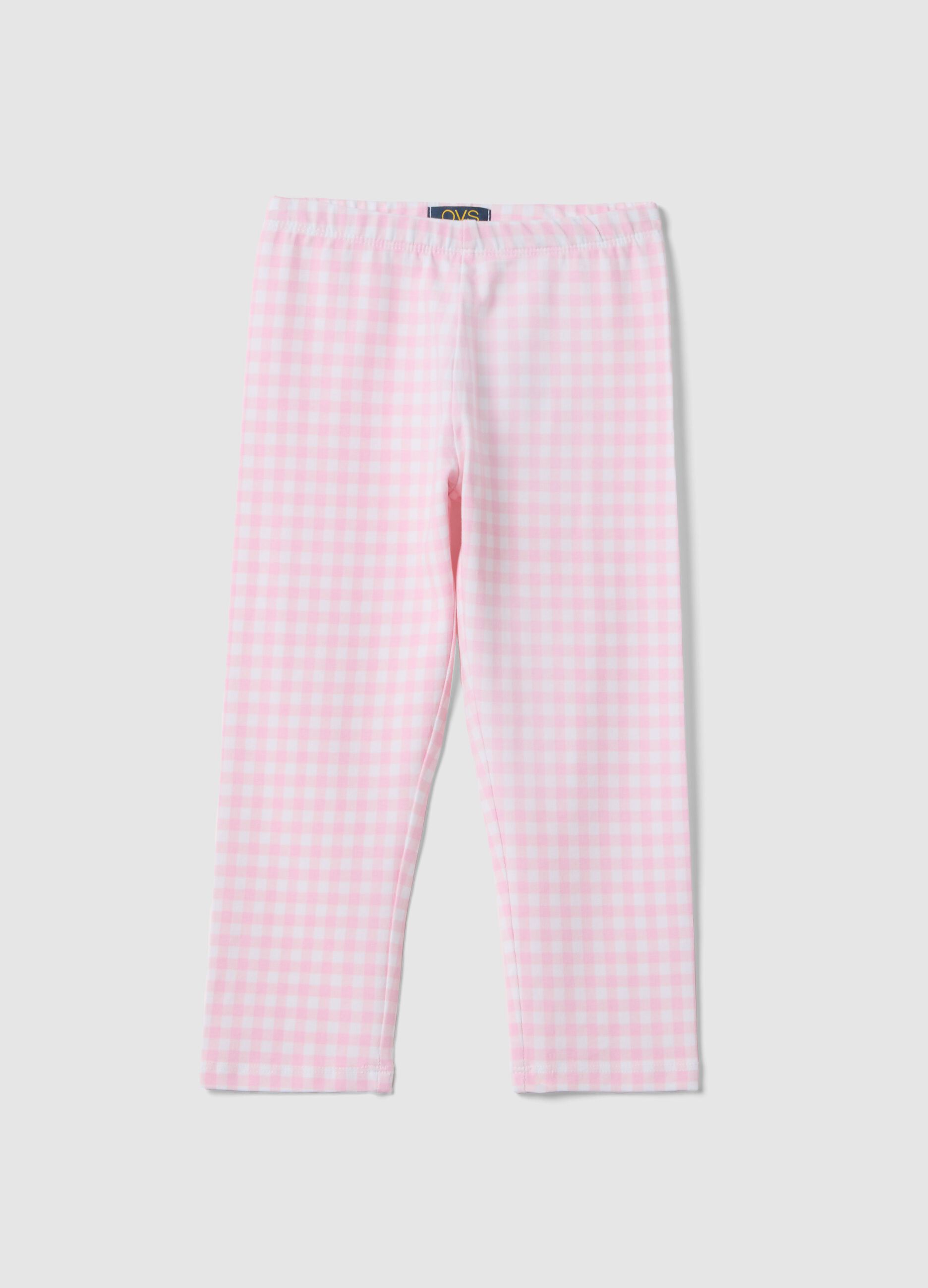 Girls' Multicoloured Check Skinny Cotton Leggings
