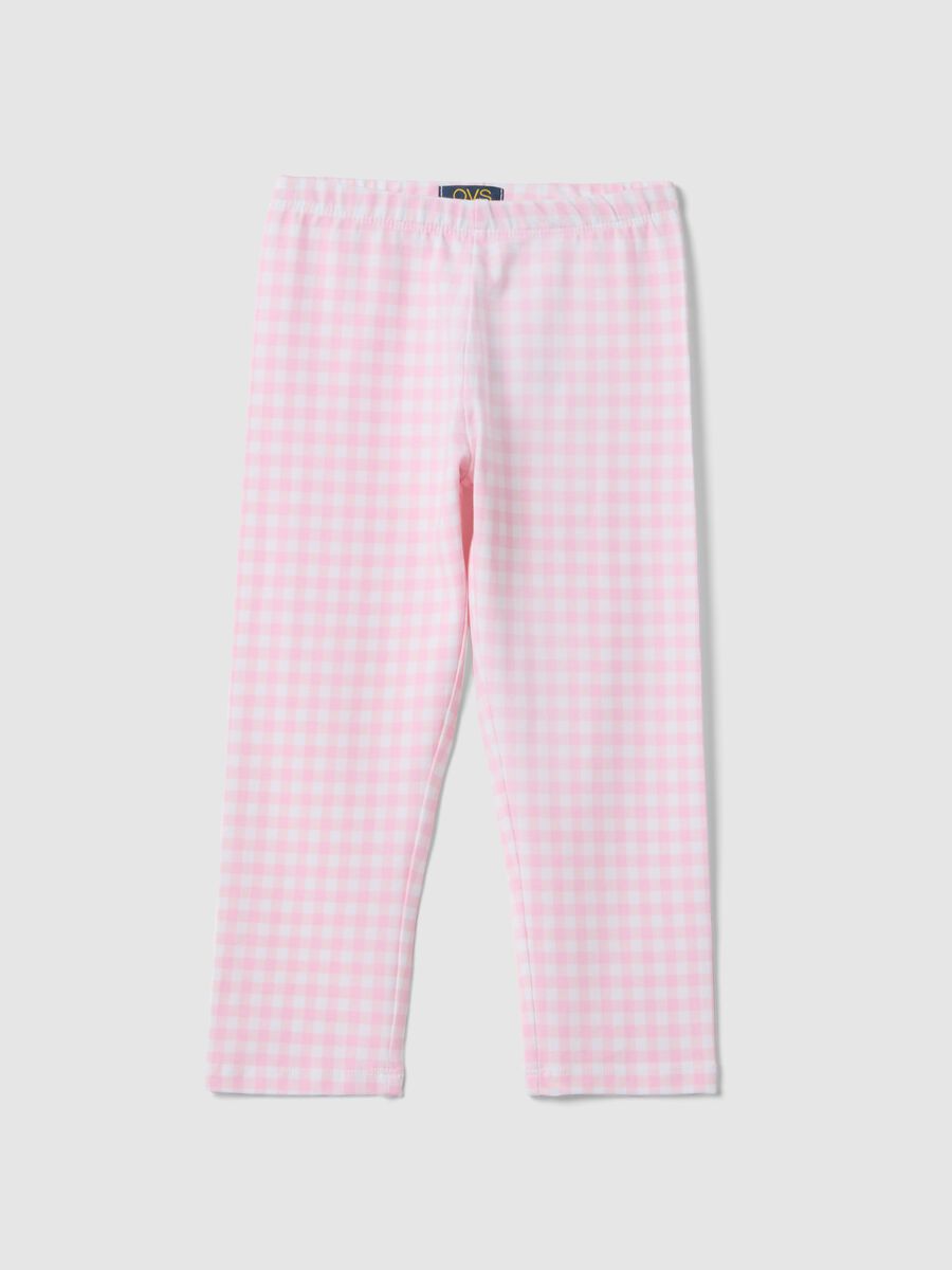Girls' Multicoloured Check Skinny Cotton Leggings_0