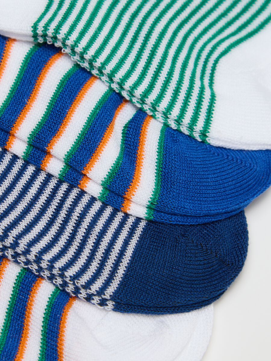 Seven-pair pack green and blue shoe liners with stripes_1