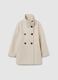 Beige high-neck regular fit coat with double buttons_0