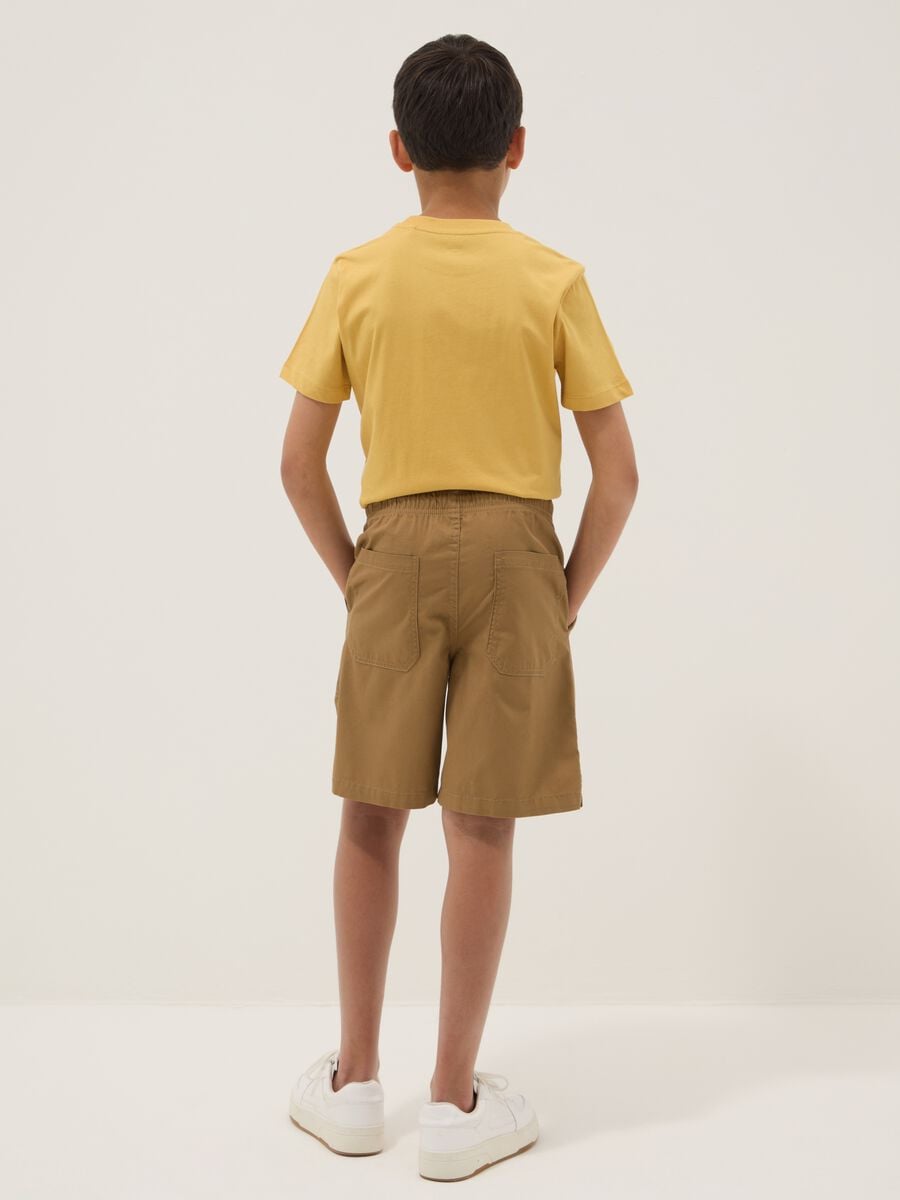 Brown regular-fit pure cotton Bermuda shorts_1