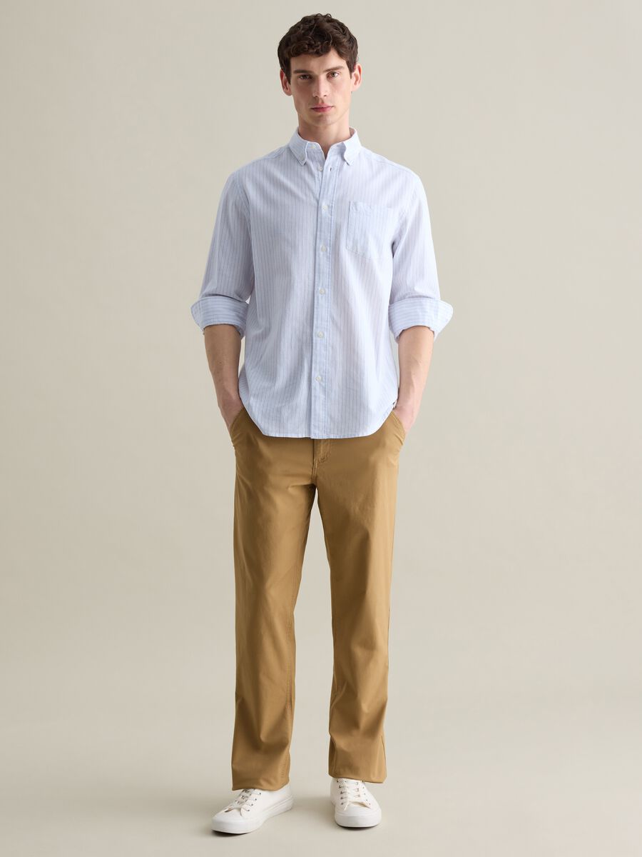 Light blue and white striped shirt in linen and cotton_1