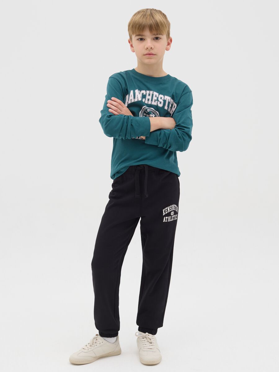 Fleece joggers with drawstring and print_1