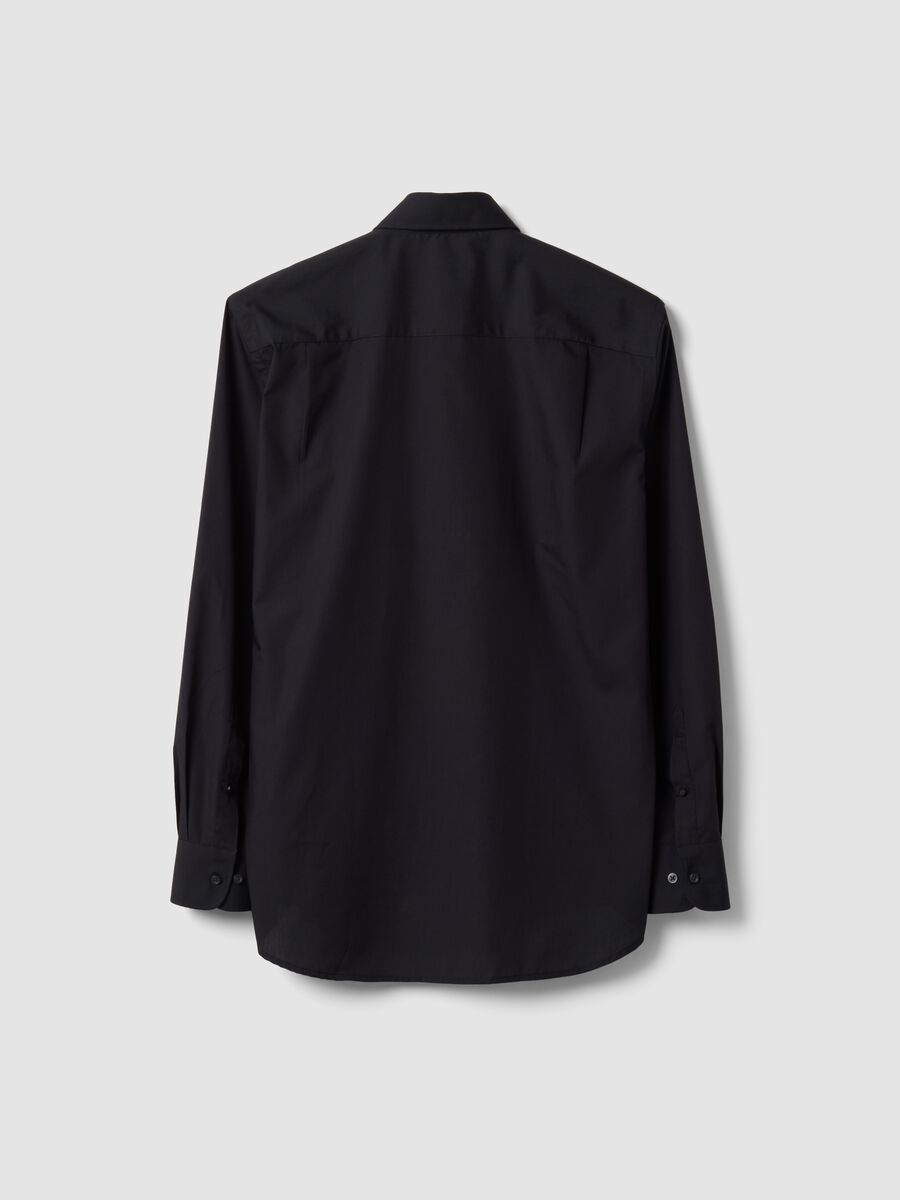Camicia nera slim fit con colletto classico easy iron_5