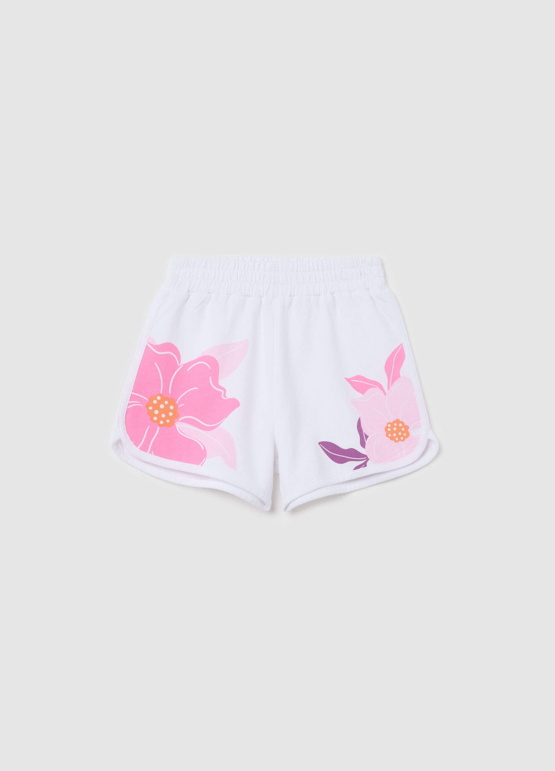 White French terry shorts with print