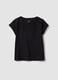 Black pure cotton T-shirt with Broderie Anglaise lace insert_4