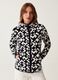 Full-zip fleece sweatshirt with hood and print_1