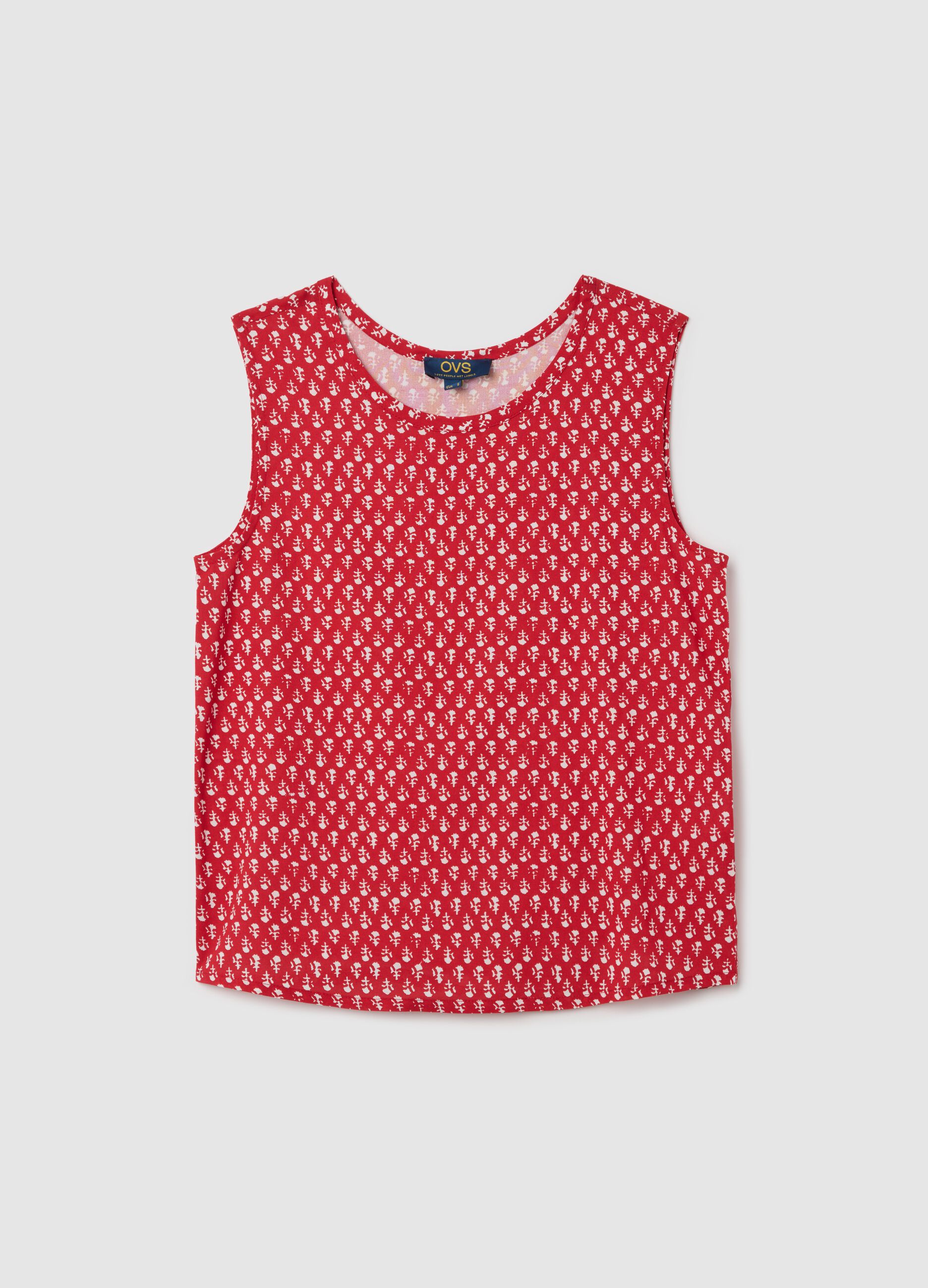 Red sleeveless pure viscose tank top by Ovs