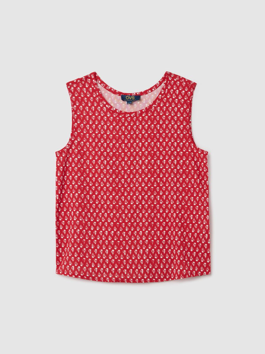 Red sleeveless pure viscose tank top by Ovs_4