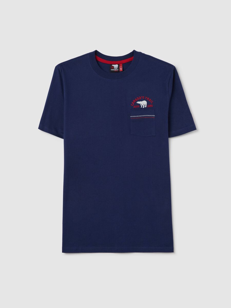 Canada's Trail blue T-shirt with pocket and embroidery_4