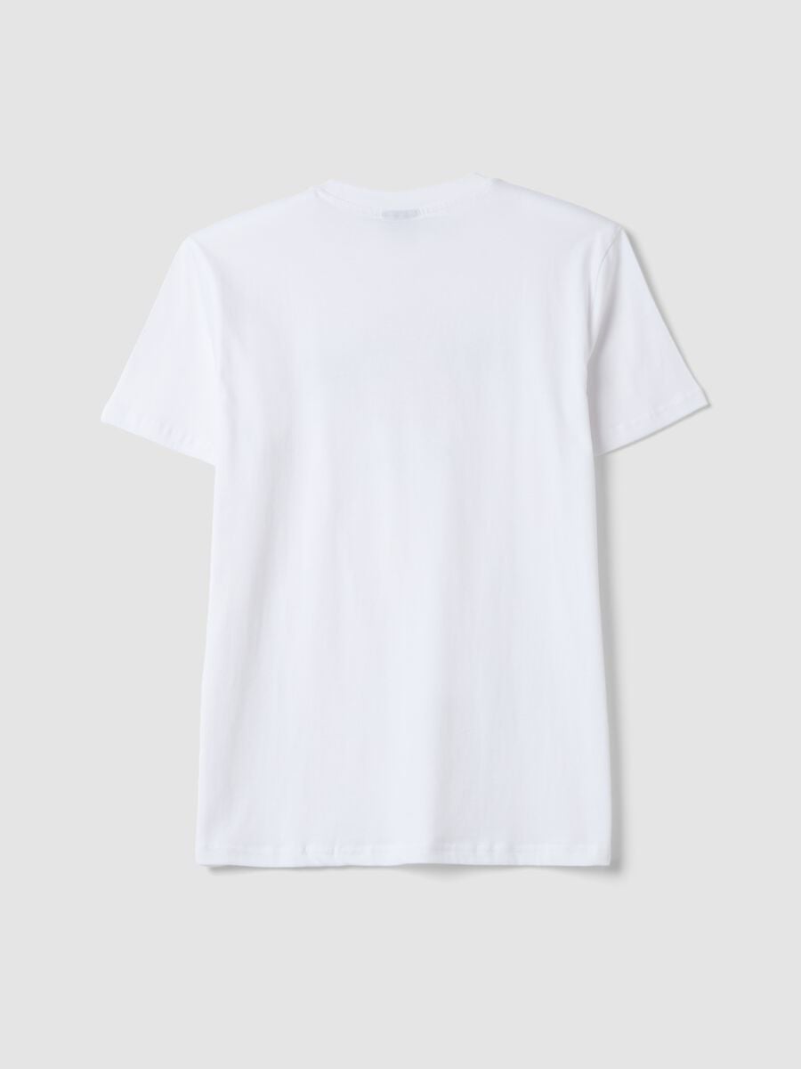 White pure cotton T-shirt with print_2