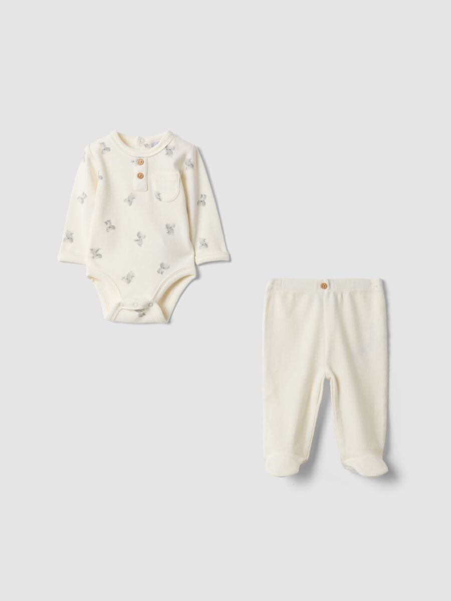 White organic cotton and stretch lyocell set with koala prints_0