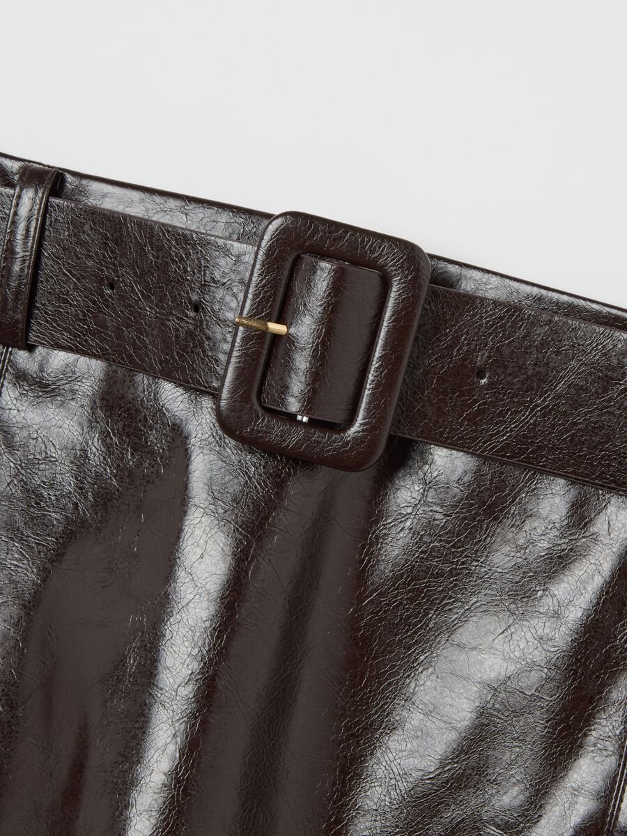 Gonna mini burgundy in vernice con cintura_5