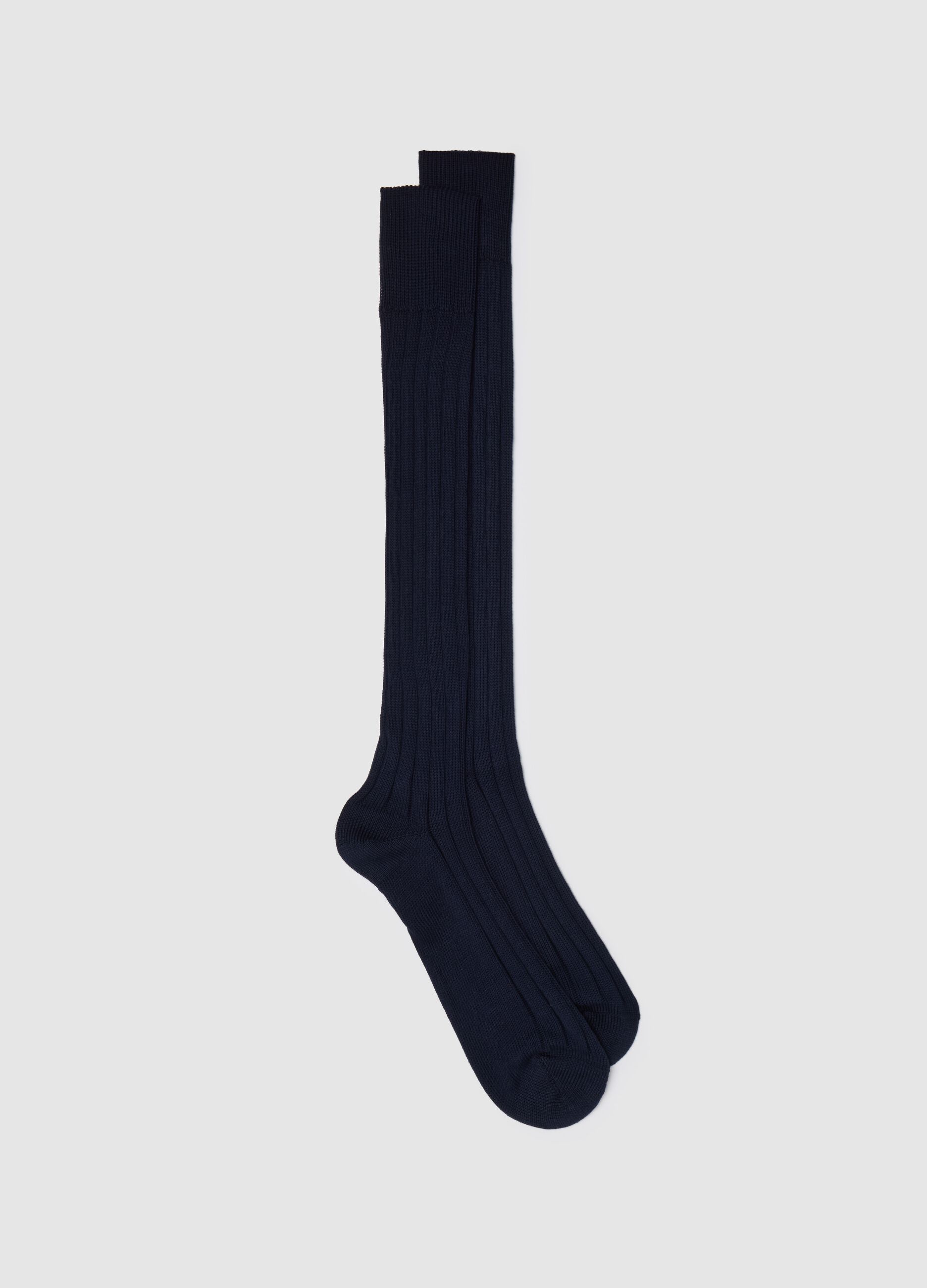 Long flat-ribbed socks