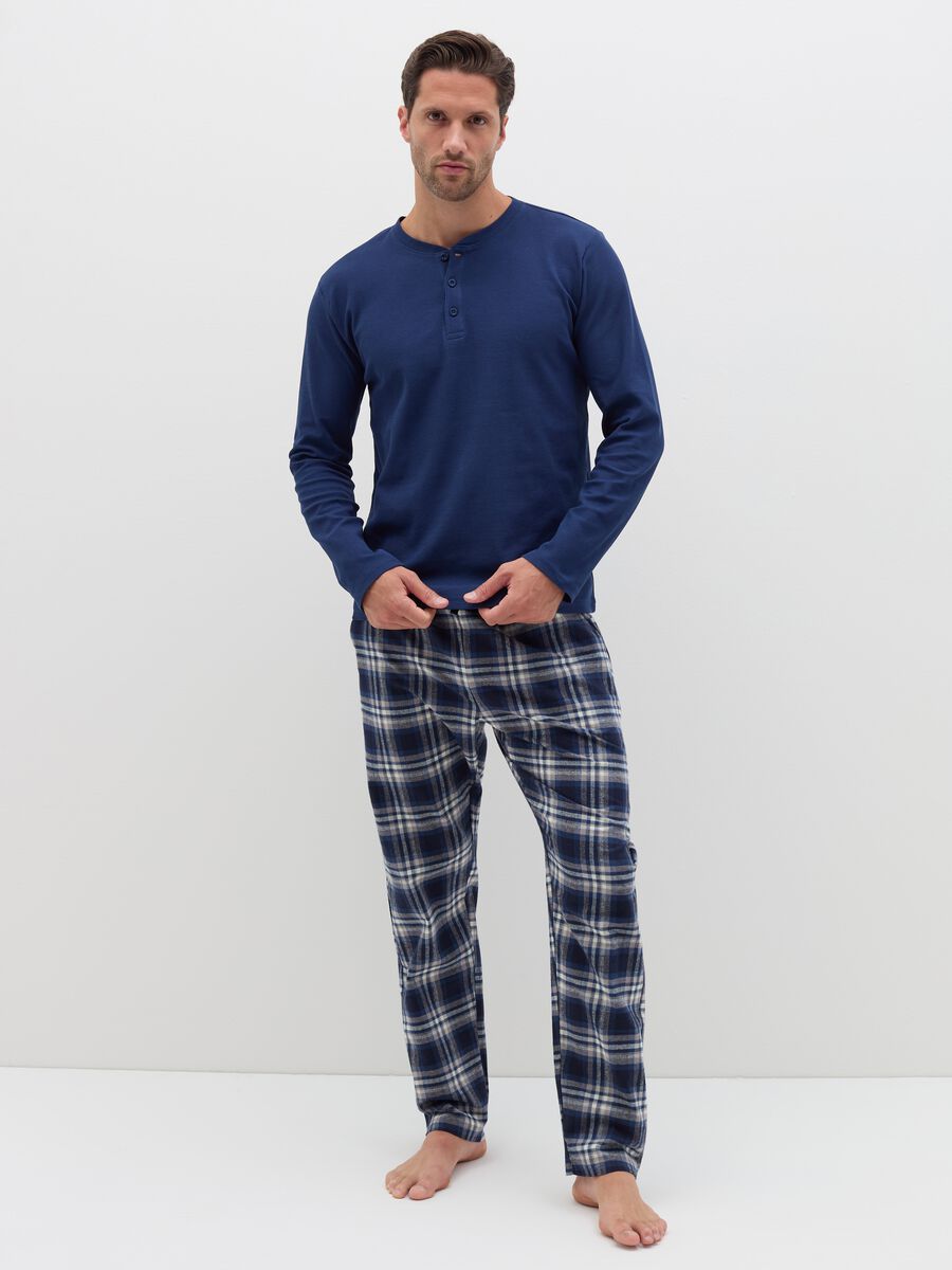 Full-length pyjamas with granddad neckline top_0