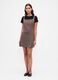 Brown plaid dress with check detailing_0