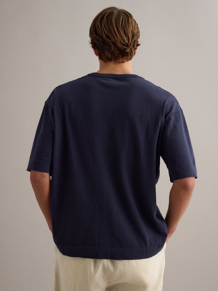 T-shirt blu in puro cotone a maniche corte regular fit_3